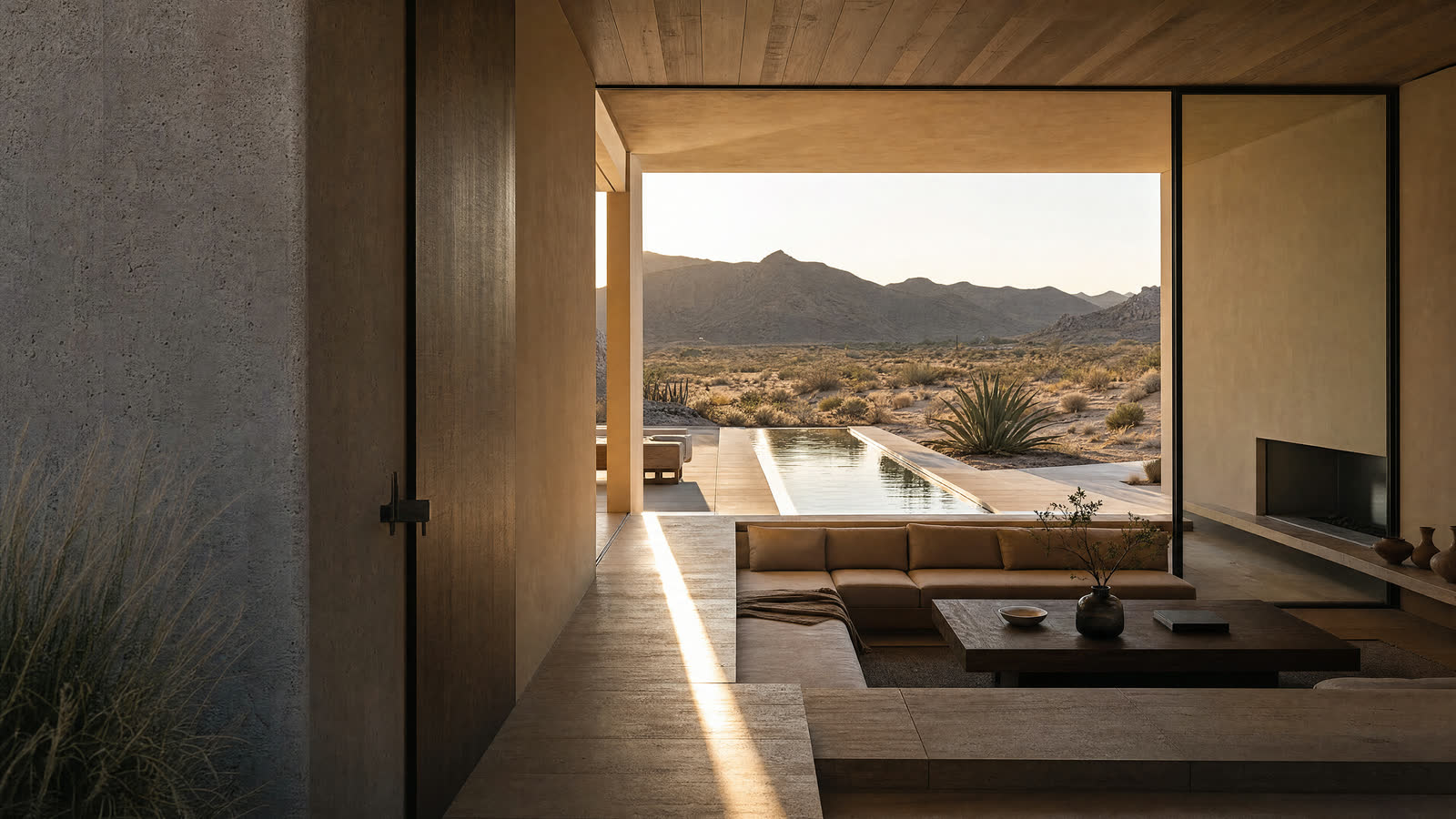 Desert Oasis — an interactive property experience moving from satellite view into a high-desert home.